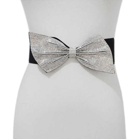 Rhinestone inlaid bow belt