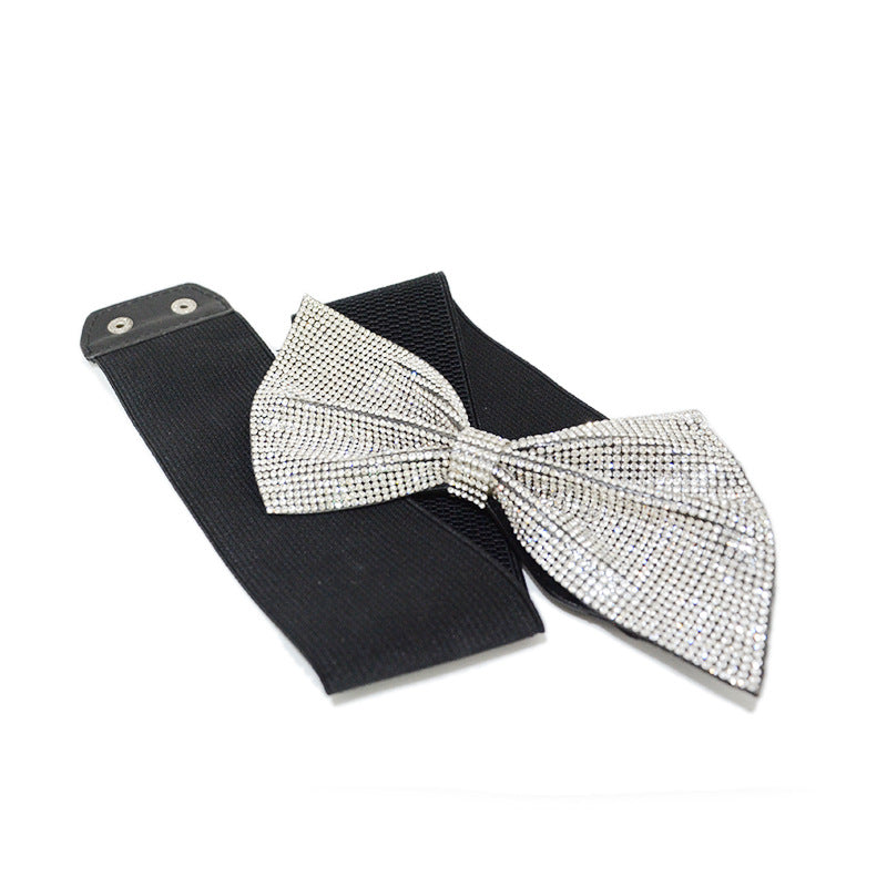 Rhinestone inlaid bow belt
