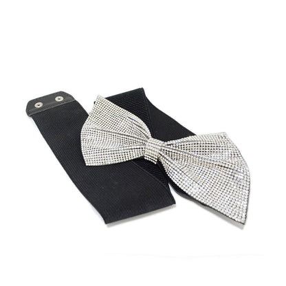 Rhinestone inlaid bow belt