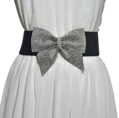 Rhinestone inlaid bow belt