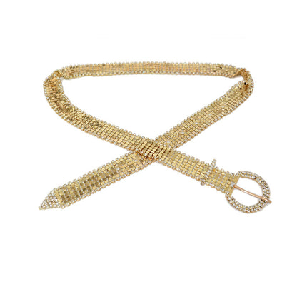 Shiny Rhinestone Metal Waist Chain