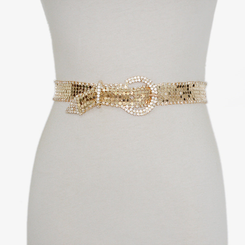 Shiny Rhinestone Metal Waist Chain