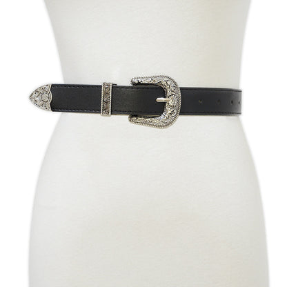 D-shaped retro pin buckle belt