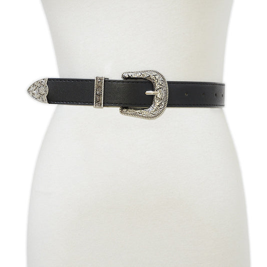 D-shaped retro pin buckle belt
