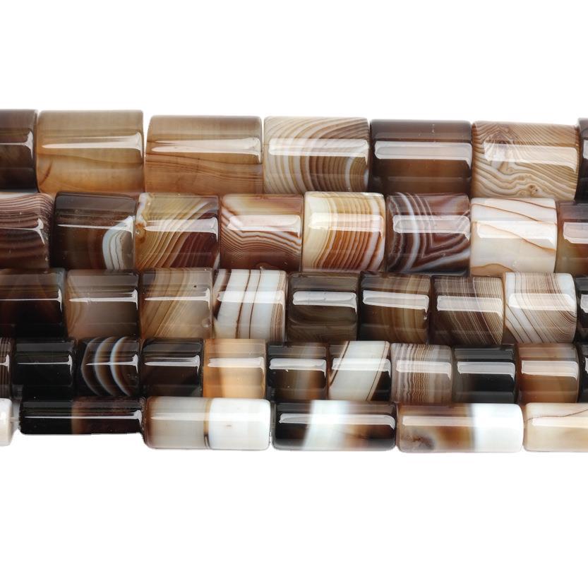 Coffee line agate cylindrical DIY jewelry accessories