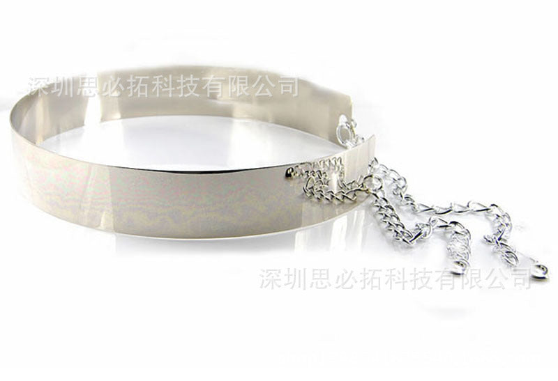 Full metal sequined mirror iron belt