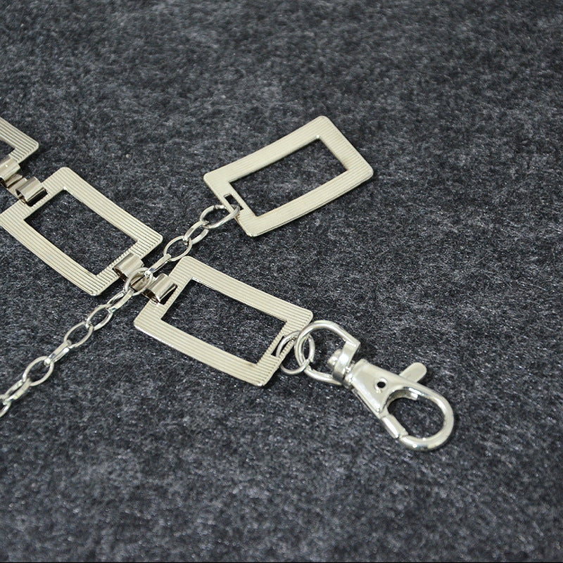 Silver Square Buckle Textured Belt