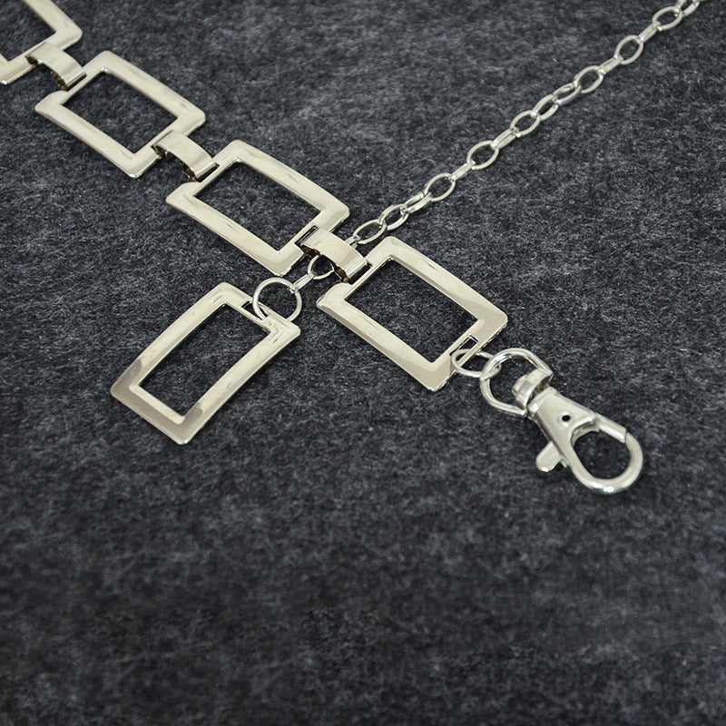 Silver Square Buckle Textured Belt