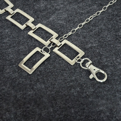Silver Square Buckle Textured Belt
