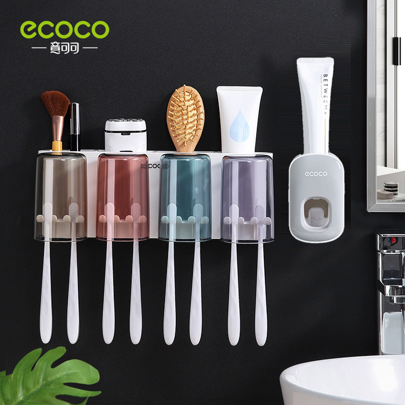 Wall-Mounted Toothbrush Holder, No-Punch Bathroom Set