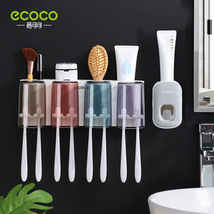 Wall-Mounted Toothbrush Holder, No-Punch Bathroom Set