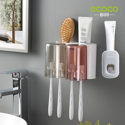 Wall-Mounted Toothbrush Holder, No-Punch Bathroom Set