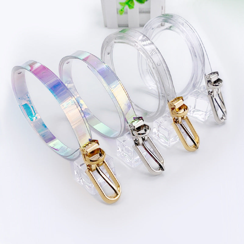 Colorful transparent plastic belt for women