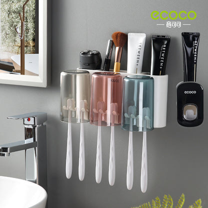 Wall-Mounted Toothbrush Holder, No-Punch Bathroom Set