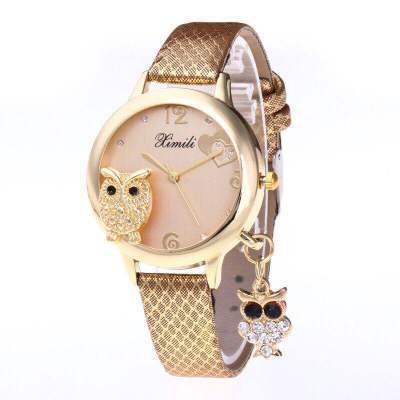 Owl crystal pendant belt watch