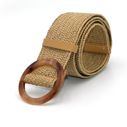 Bohemian resort wooden round buckle belt