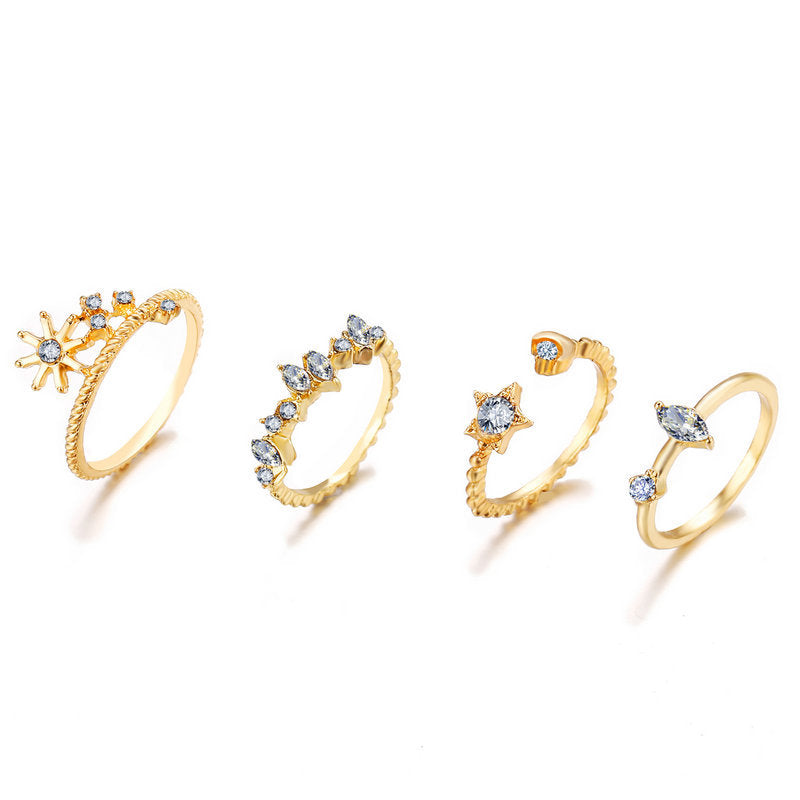 Star & Crescent 9-Piece Ring Set