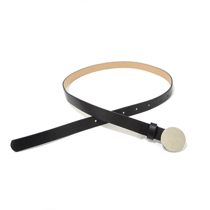 Silver coin round buckle belt
