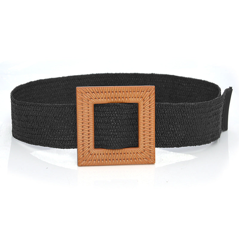 Bohemian resort wooden round buckle belt