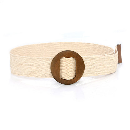 Bohemian resort wooden round buckle belt