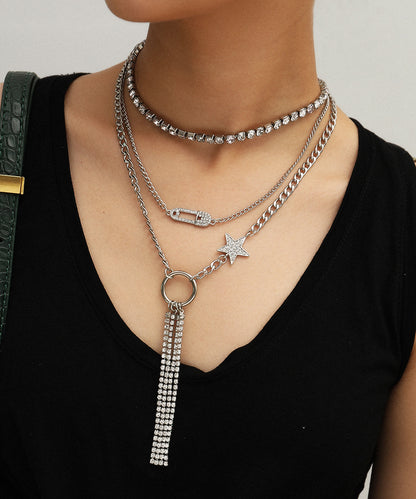 Fashion style pin star fringed necklace