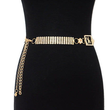 Six rows of diamond straps with skirt coat