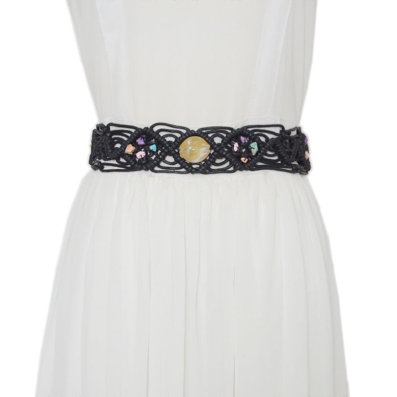 Agate crystal stone decorative waist rope