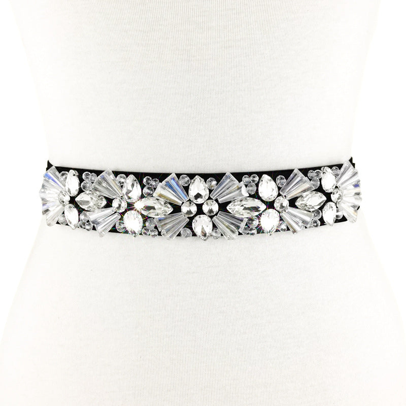 Hand-sewn diamond crystal waist seal wholesale