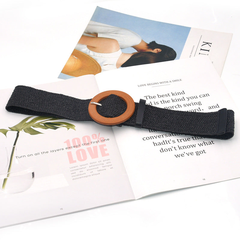 Round buckle belt woman,