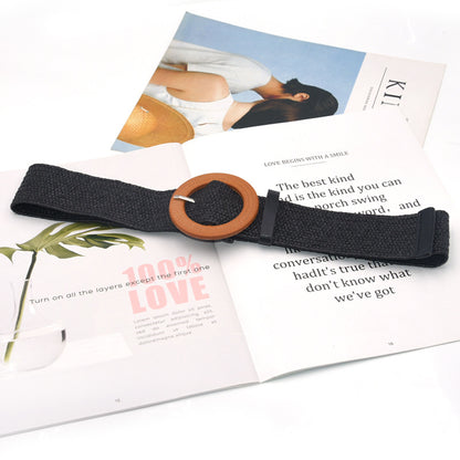 Round buckle belt woman,