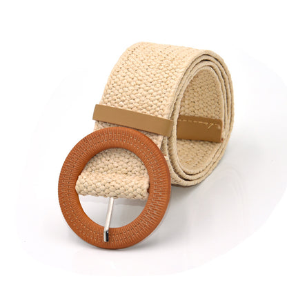Round buckle belt woman,