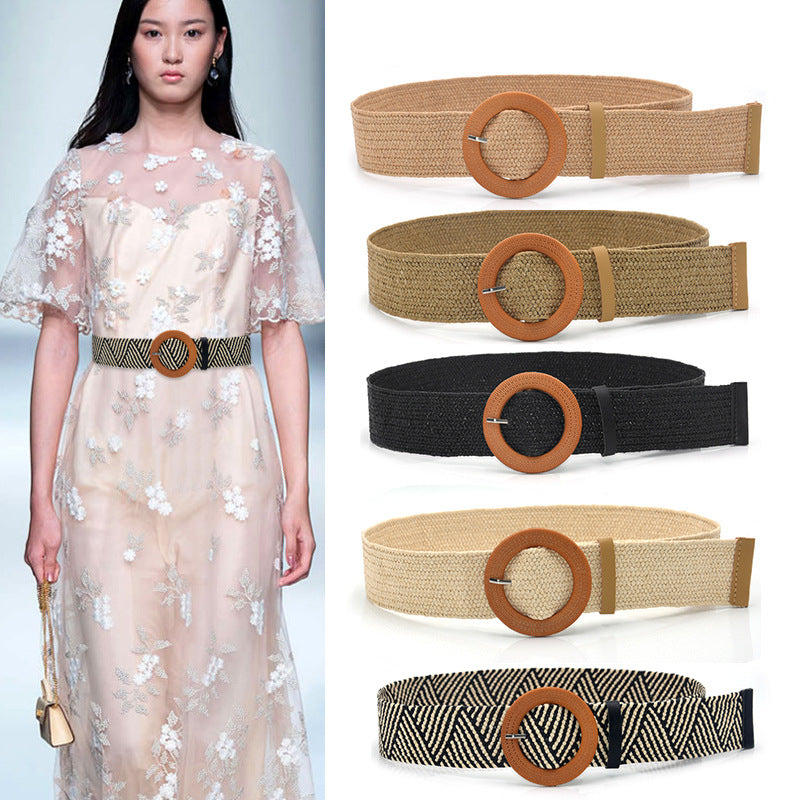 Round buckle belt woman,