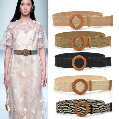 Round buckle belt woman,