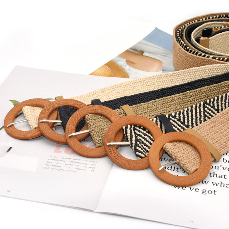 Round buckle belt woman,