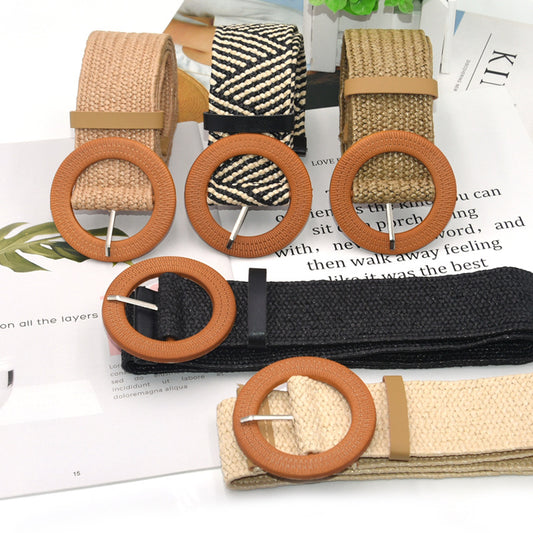 Round buckle belt woman,