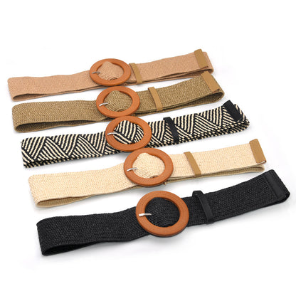 Round buckle belt woman,