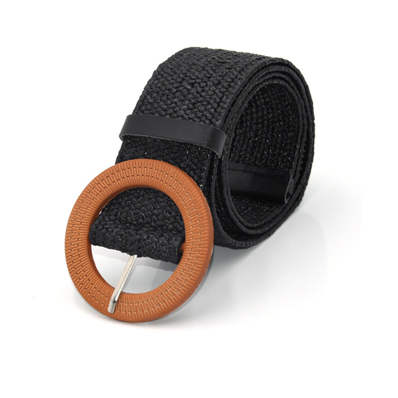 Round buckle belt woman,