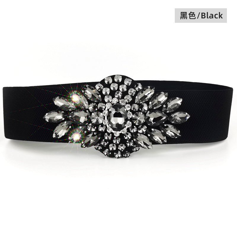 Crystal rhinestone inlay with dress belt