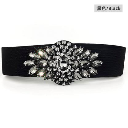 Crystal rhinestone inlay with dress belt