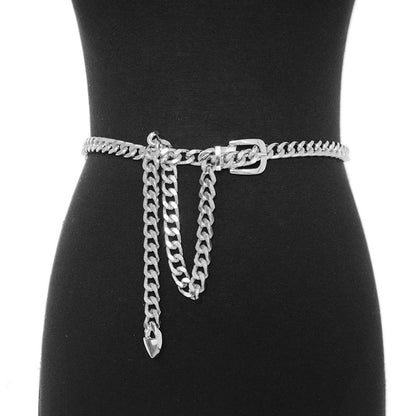 Punk silver chain with jeans