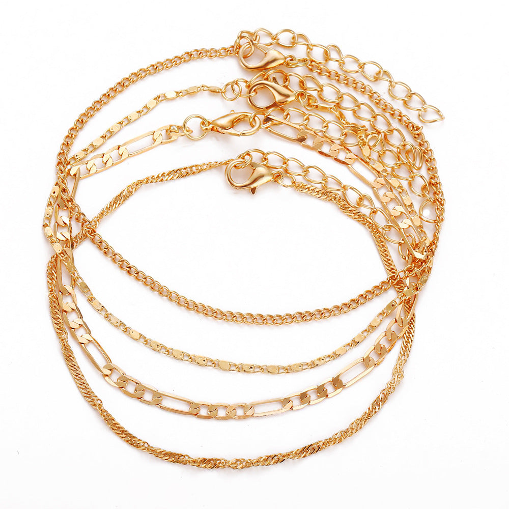4-Piece Multi-layer Anklet Set