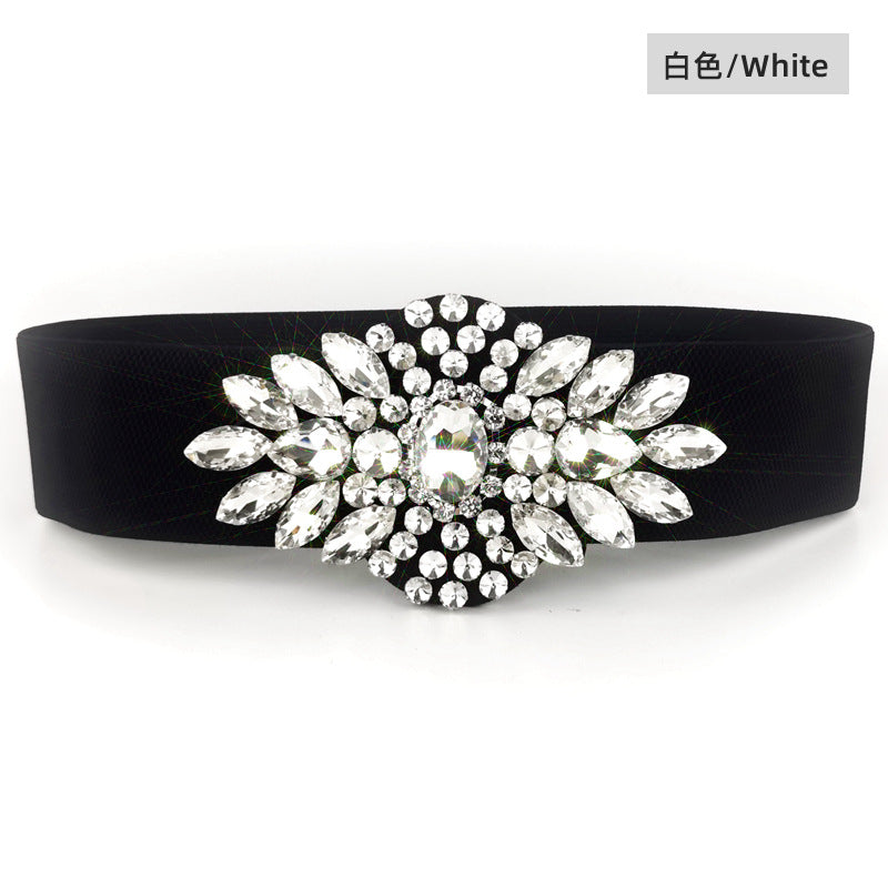 Crystal rhinestone inlay with dress belt