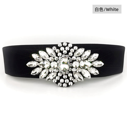 Crystal rhinestone inlay with dress belt