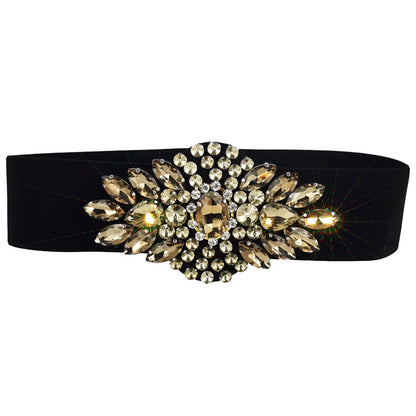 Crystal rhinestone inlay with dress belt