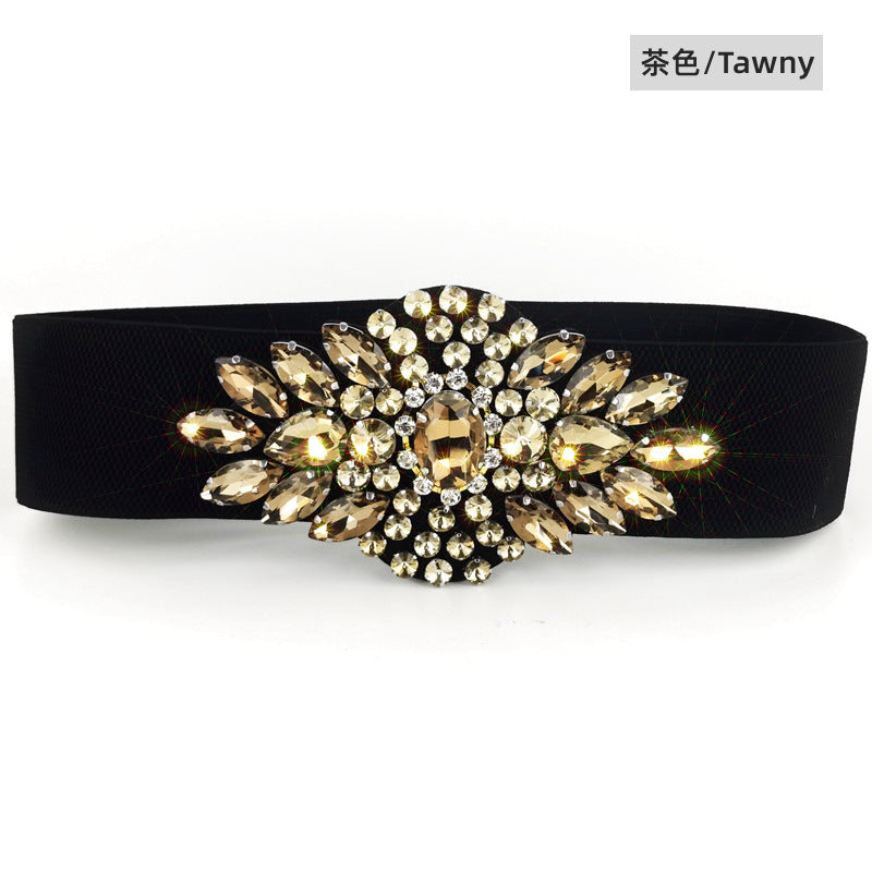 Crystal rhinestone inlay with dress belt