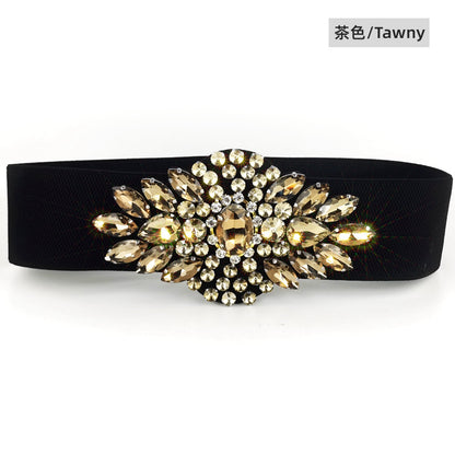 Crystal rhinestone inlay with dress belt