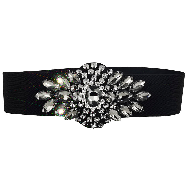 Crystal rhinestone inlay with dress belt