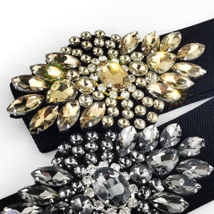 Crystal rhinestone inlay with dress belt