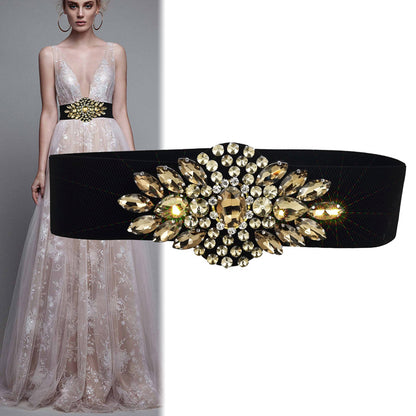 Crystal rhinestone inlay with dress belt