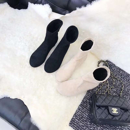 Oxford velvet Internet celebrity booties